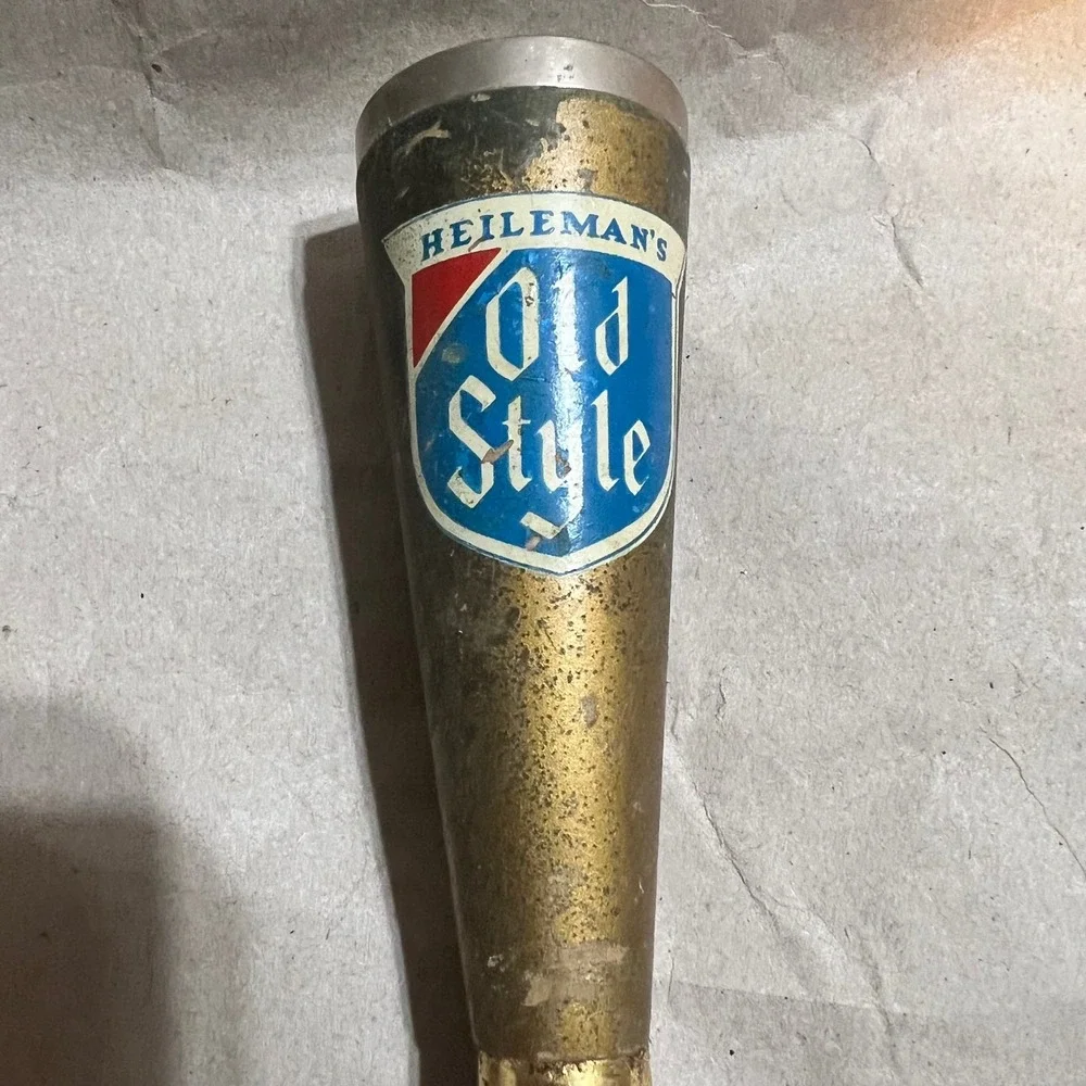 Heileman's Old Style OS Beer Tap Handle Gold Wood Vintage Barware Shield Logo